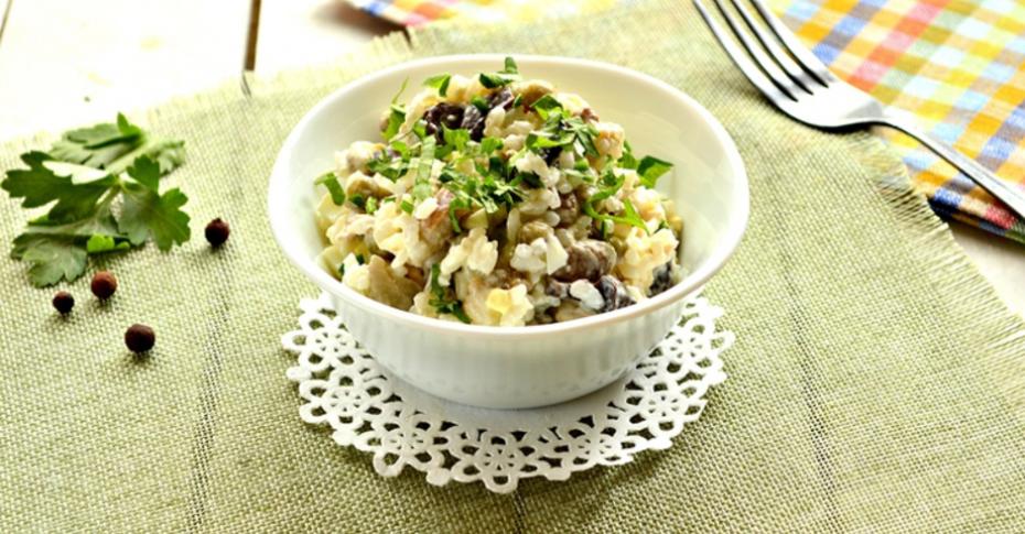 Грибной салат с рисом: лучшие рецепты и секреты приготовления