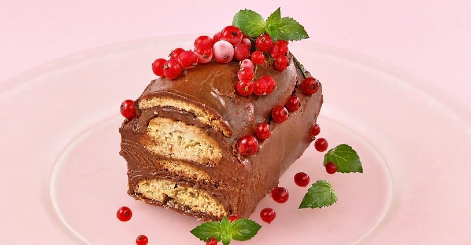 Торт без выпечки Рождественское полено - рецепт от Гранд кулинара