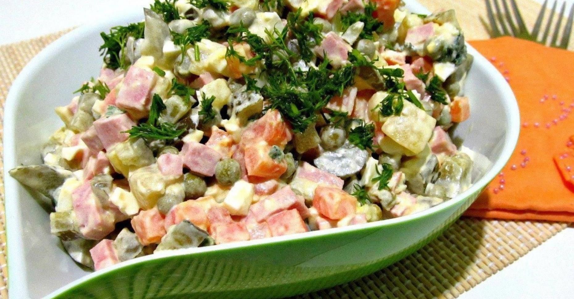 Оливье с соленым огурцом рецепт классического салата с