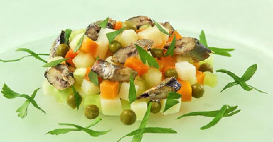 Салат со шпротами, пошаговый рецепт на ккал, фото, ингредиенты - Елена