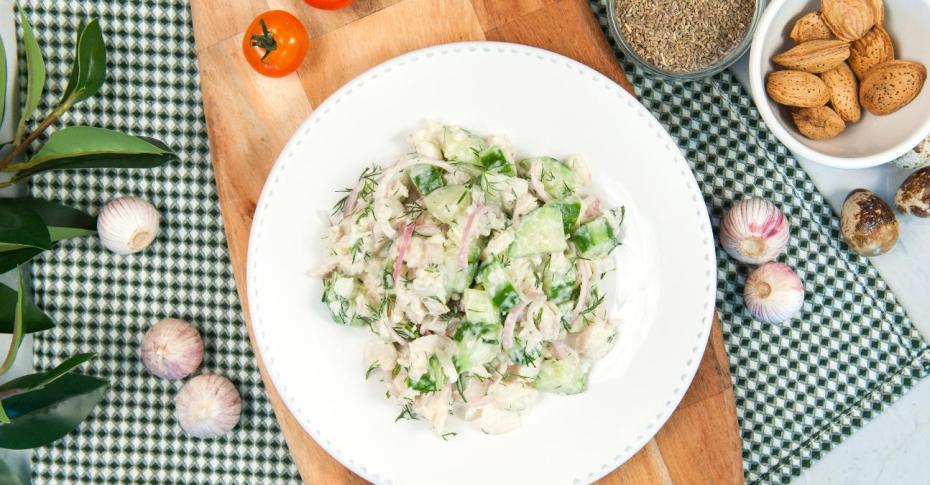 Рецепт: Нежнейший салат из печени трески рецепт на блюдо из Треска от 