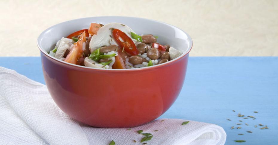 Салат с рисом, фасолью и кукурузой, пошаговый рецепт на ккал, фото, ингредиенты - Эллиса