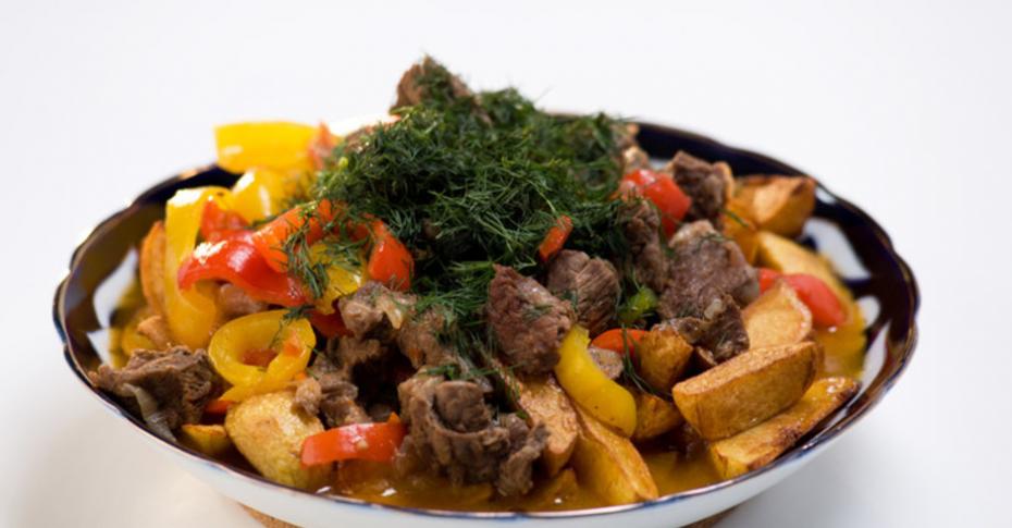 Тушёная картошка с мясом в казане пошаговый рецепт с фото