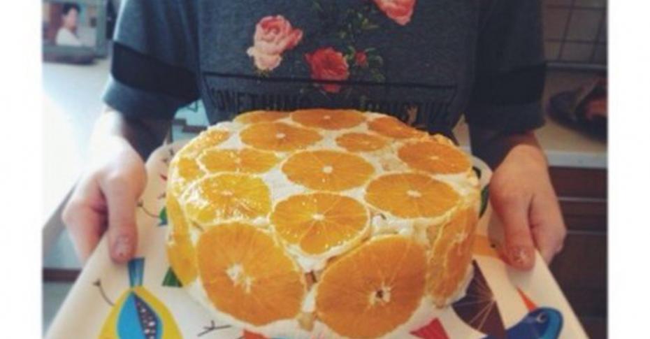 Бисквитный ананасовый торт